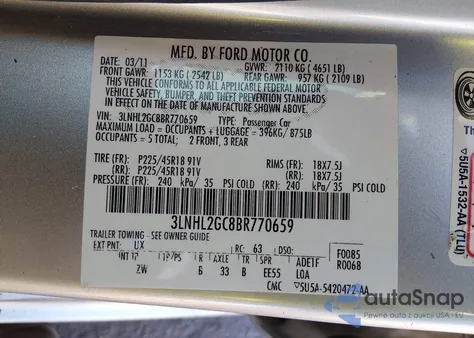 2011 Lincoln Mkz from USA, damaged, VIN 3LNHL2GC8BR770659